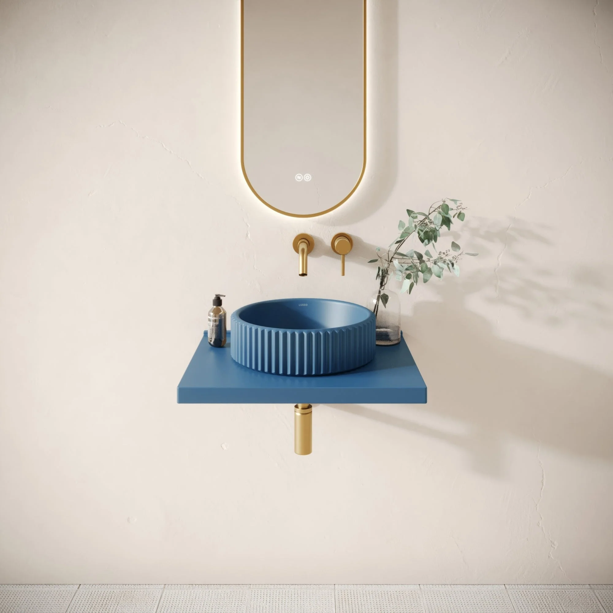 Bancone Azure Concrete Wall Mounted Countertop Shelf 600mm - Image 3