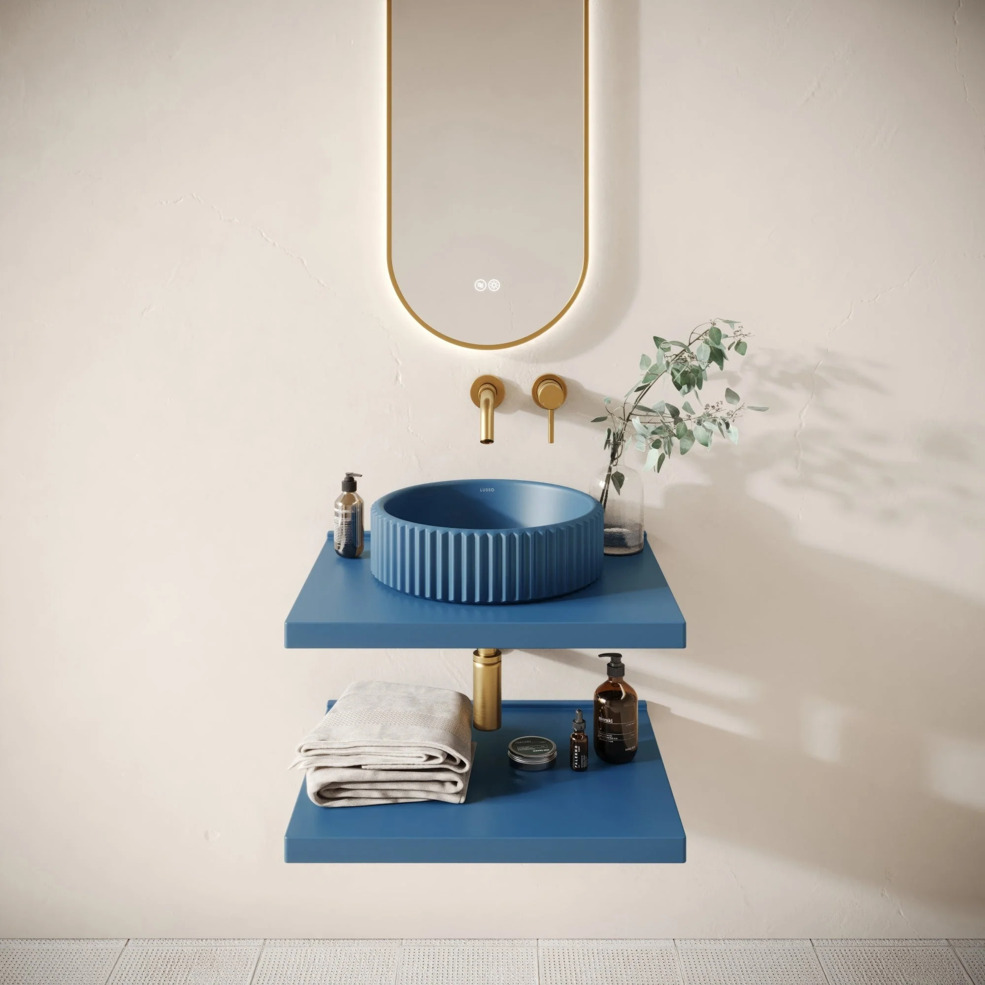 Bancone Azure Concrete Wall Mounted Countertop Shelf 600mm - Image 4