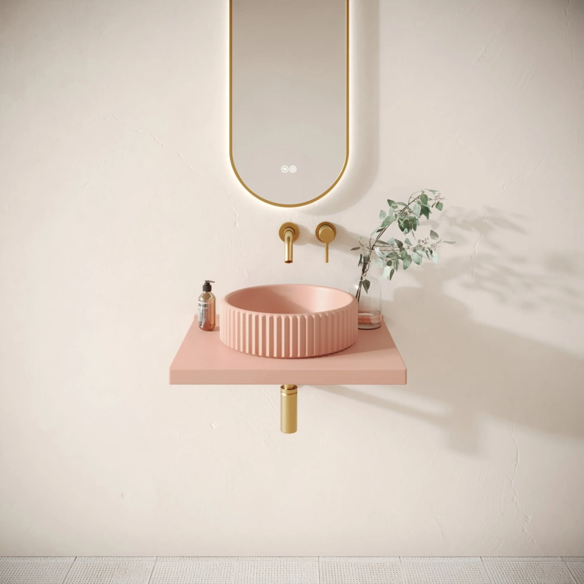 Bancone Blush Concrete Wall Mounted Countertop Shelf 600mm - Image 3