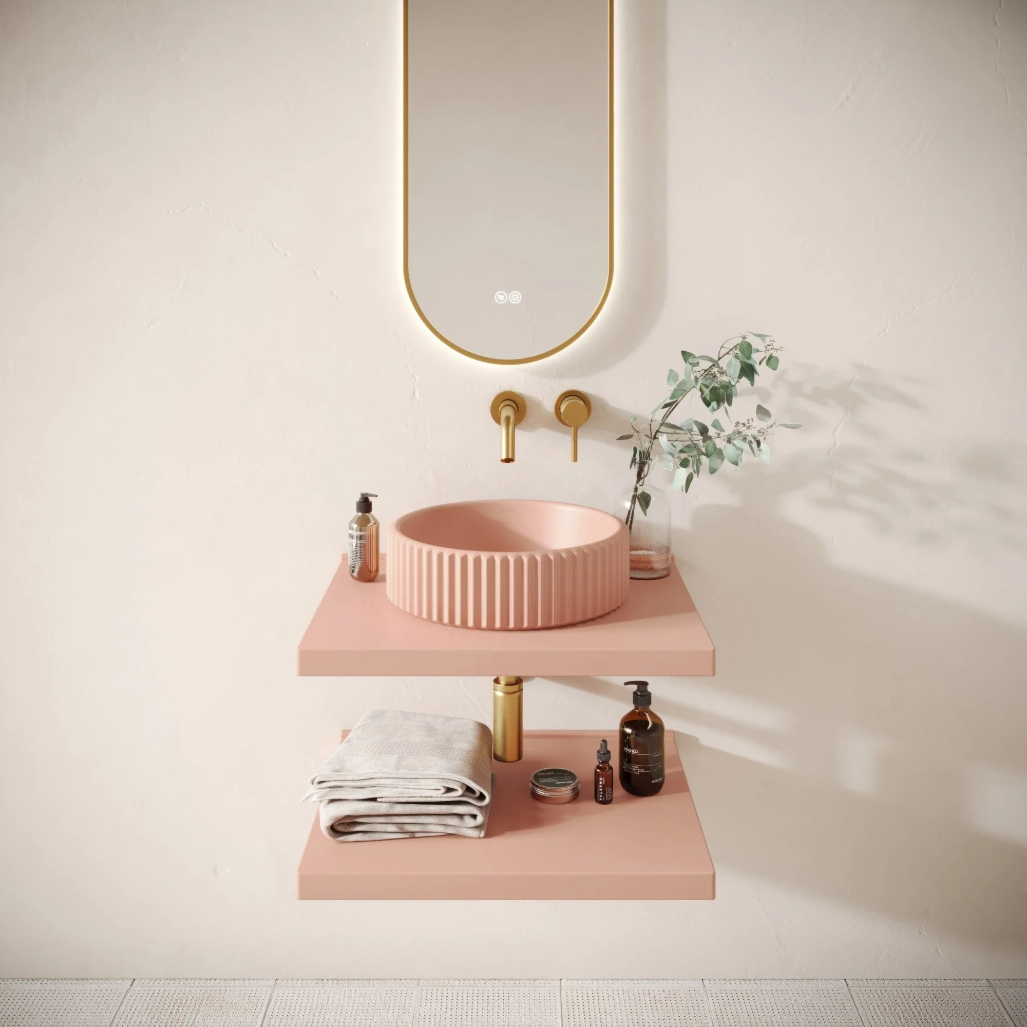 Bancone Blush Concrete Wall Mounted Countertop Shelf 600mm - Image 4