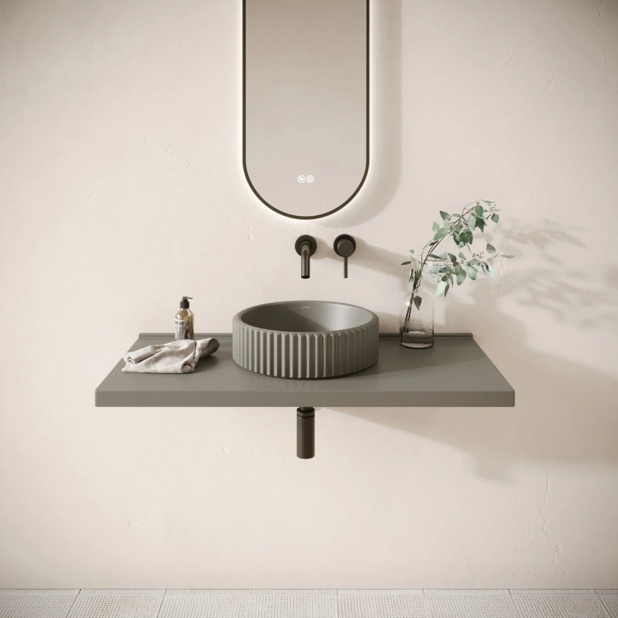 Bancone Oyster Concrete Wall Mounted Countertop Shelf 1000mm - Image 3