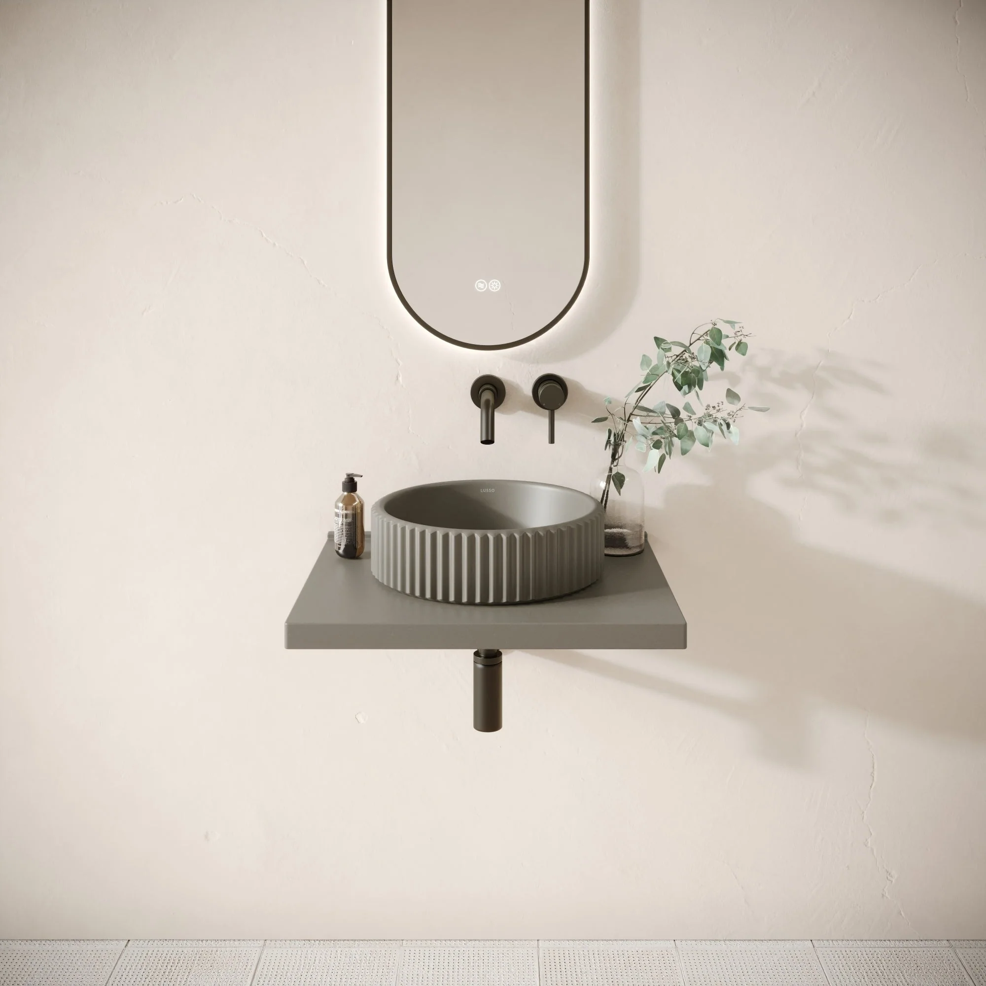 Bancone Oyster Concrete Wall Mounted Countertop Shelf 600mm - Image 3