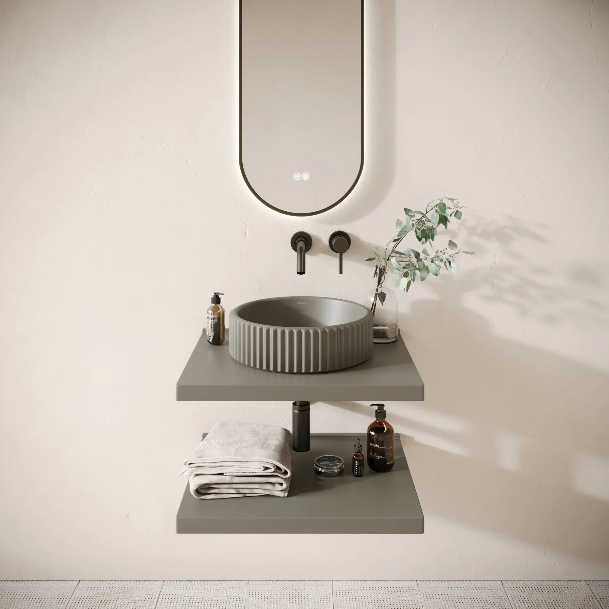 Bancone Oyster Concrete Wall Mounted Countertop Shelf 600mm - Image 4