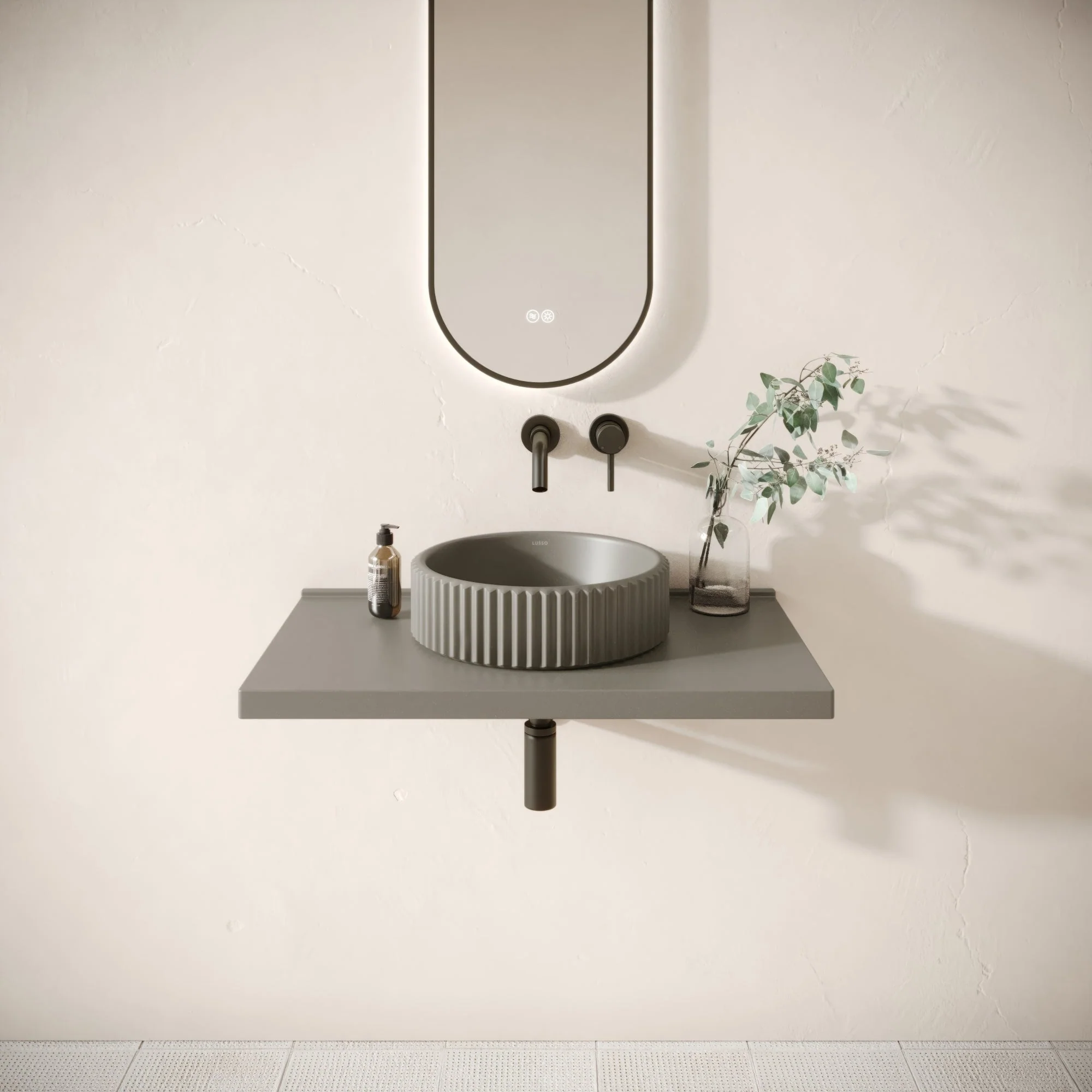 Bancone Oyster Concrete Wall Mounted Countertop Shelf 800mm - Image 3