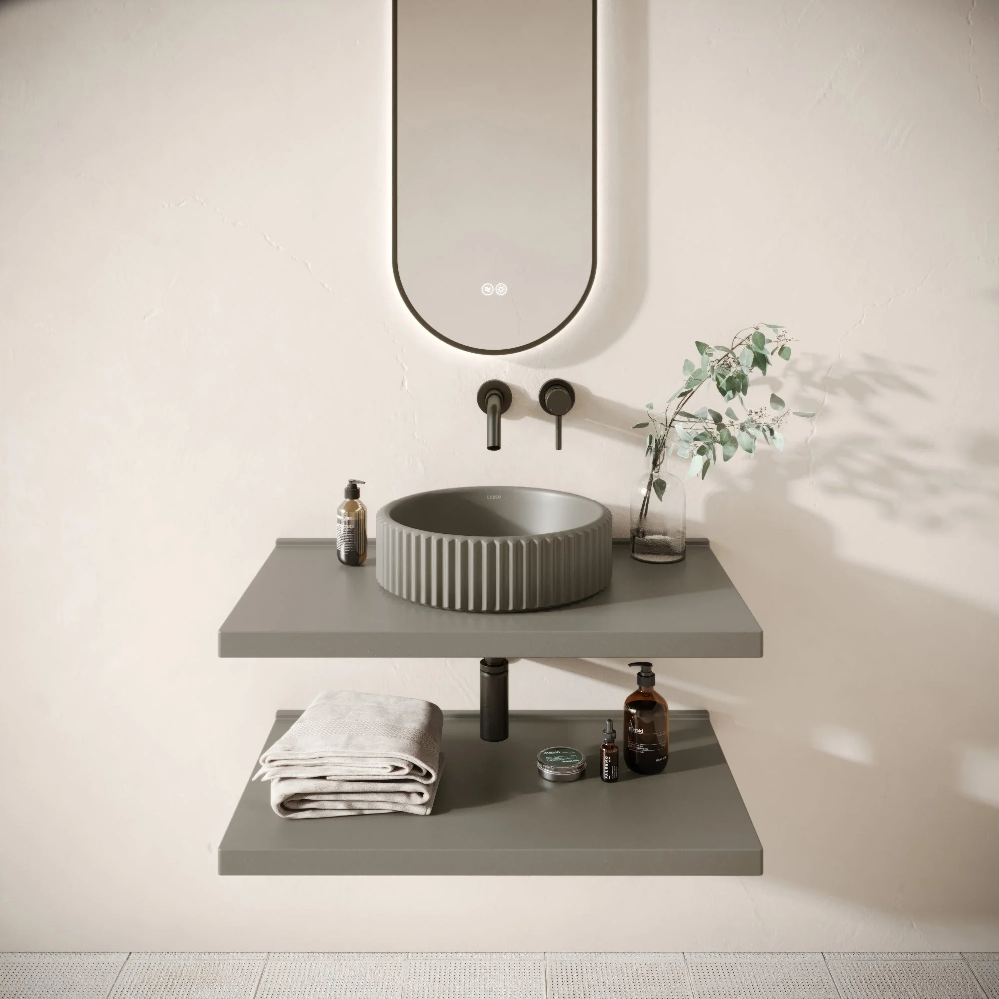 Bancone Oyster Concrete Wall Mounted Countertop Shelf 800mm - Image 4