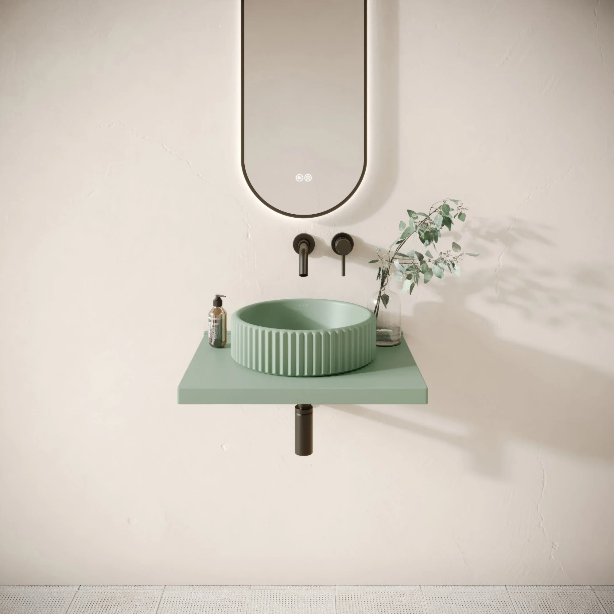 Bancone Seafoam Concrete Wall Mounted Countertop Shelf 600mm - Image 3