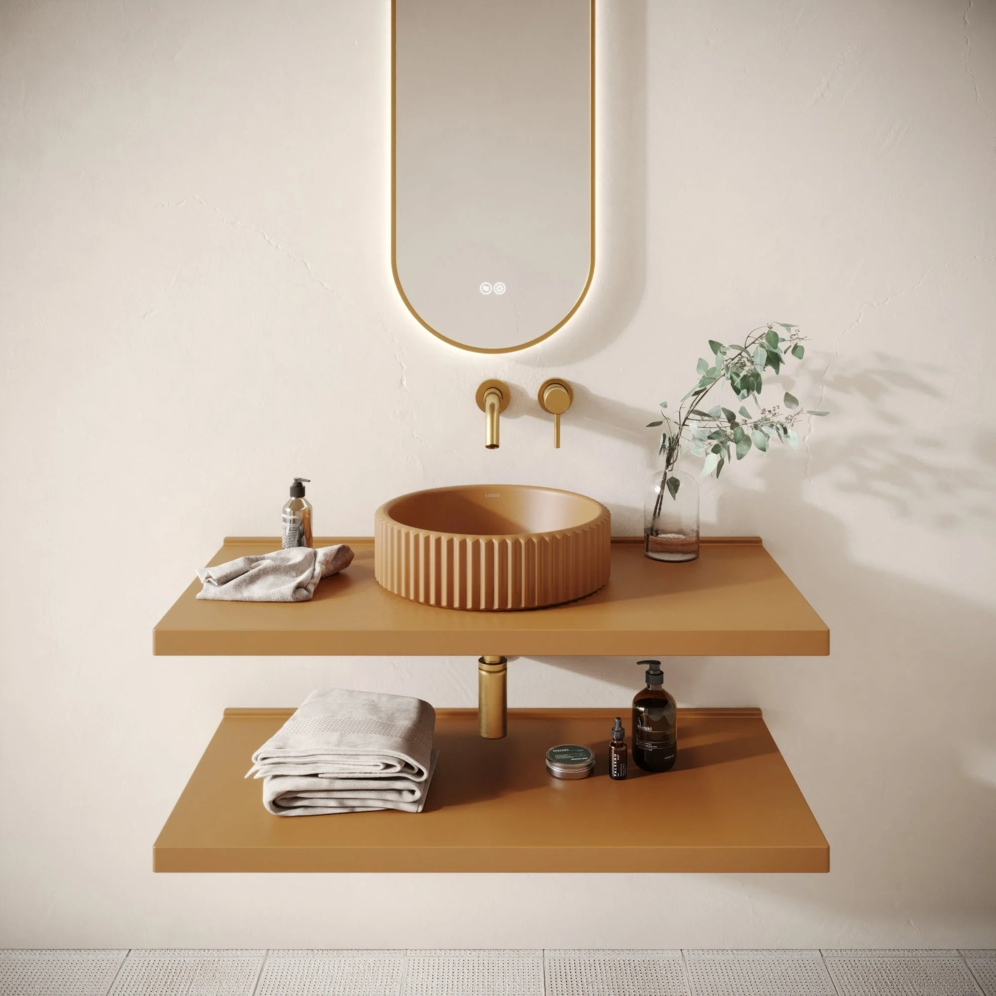 Bancone Sienna Concrete Wall Mounted Countertop Shelf 1000mm - Image 4