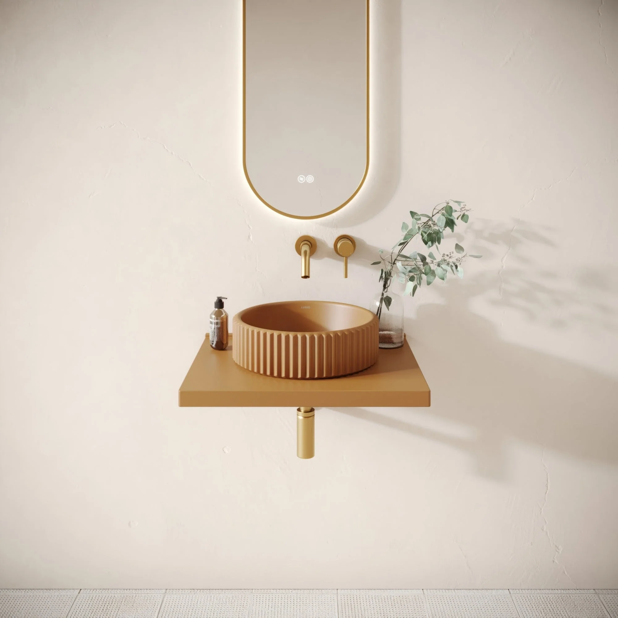 Bancone Sienna Concrete Wall Mounted Countertop Shelf 600mm - Image 3