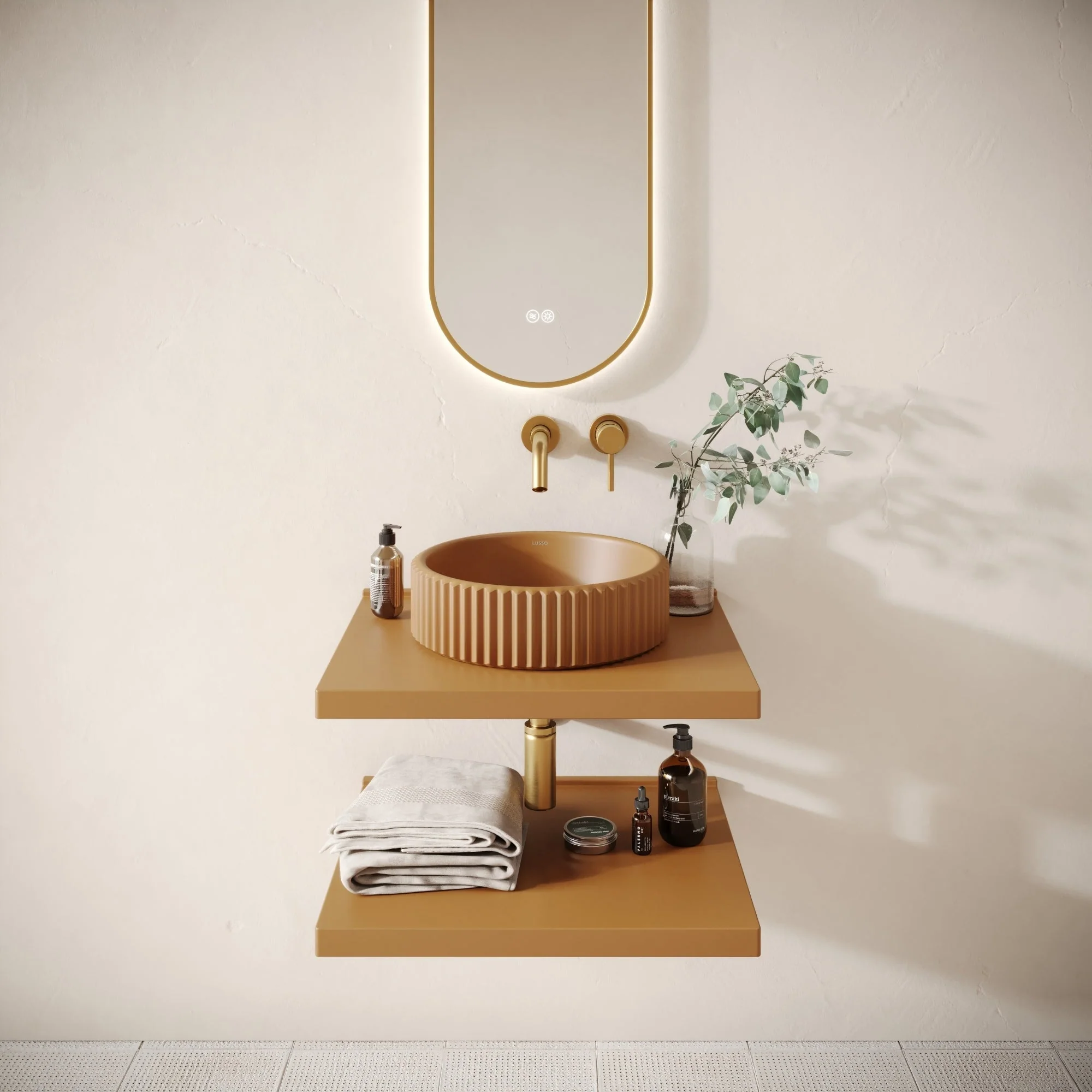 Bancone Sienna Concrete Wall Mounted Countertop Shelf 600mm - Image 4