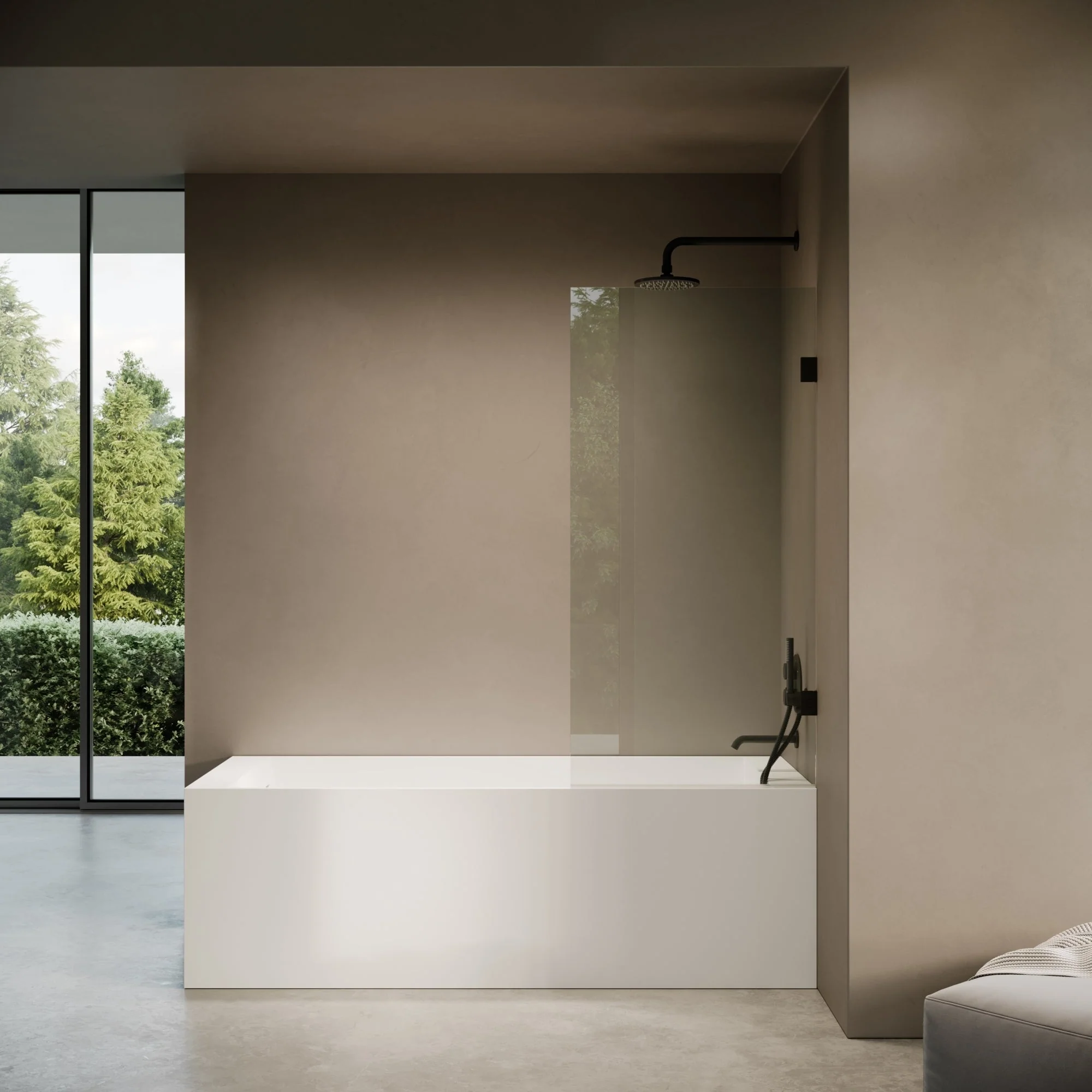 Cabina Matte Black Frameless Hinged Bath Shower Screen 800mm - Image 5