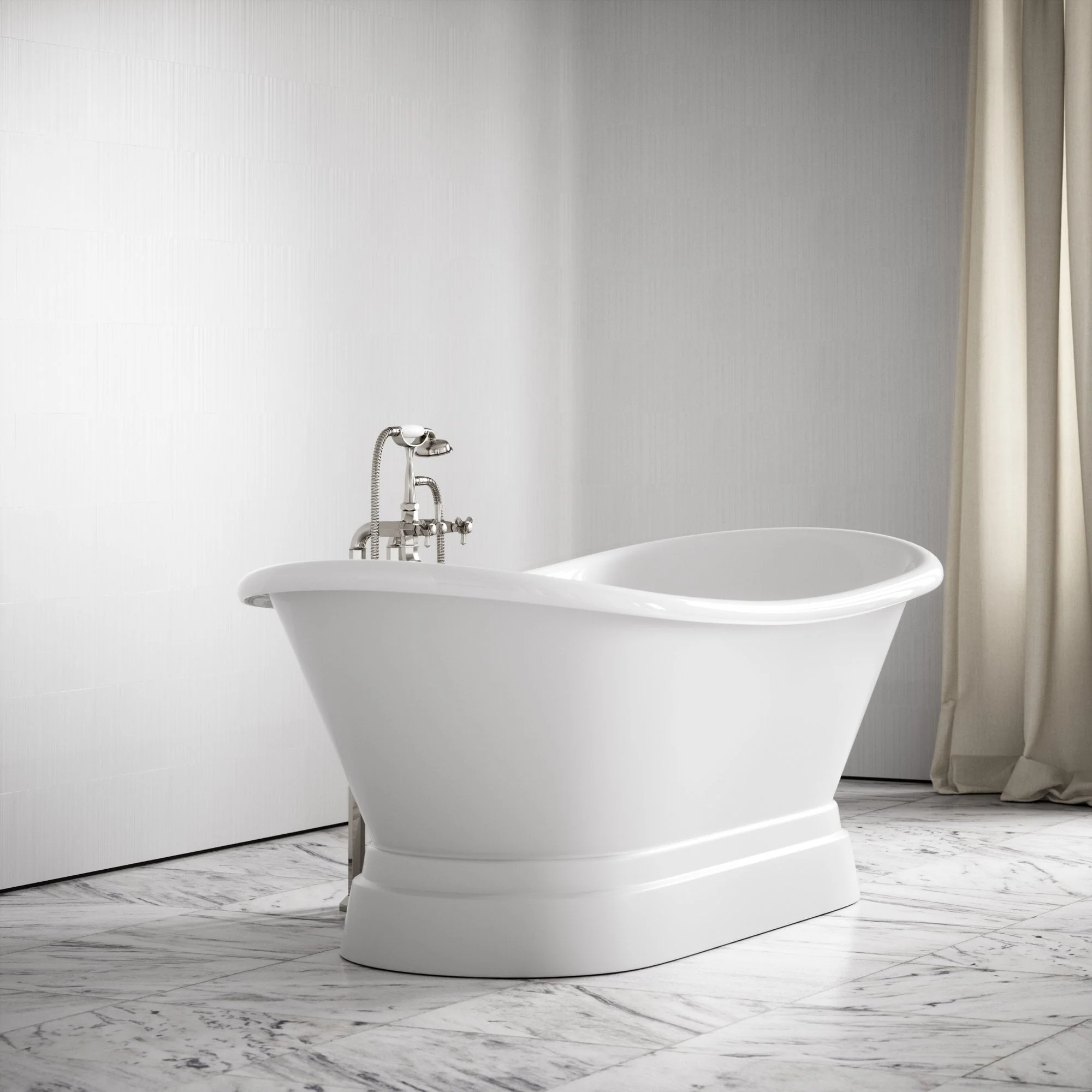 Charsley Primed White Freestanding Roll Top Cast Iron Bath 1500mm - Image 4