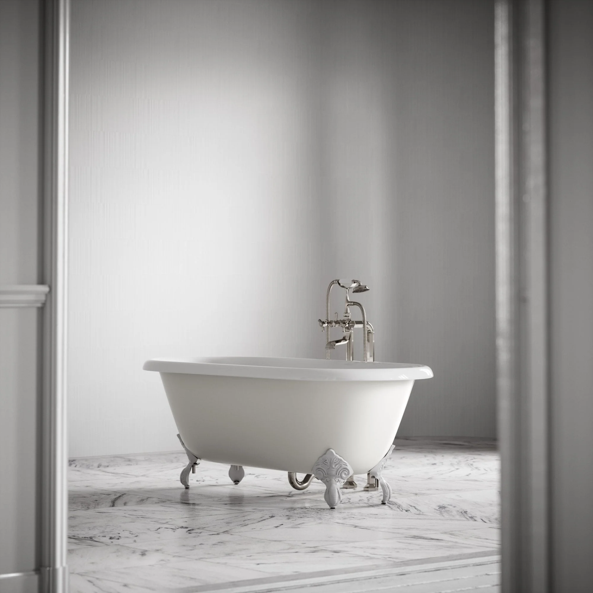 Connaught Matte Cream Freestanding Roll Top Cast Iron Bath 1676mm - Image 4