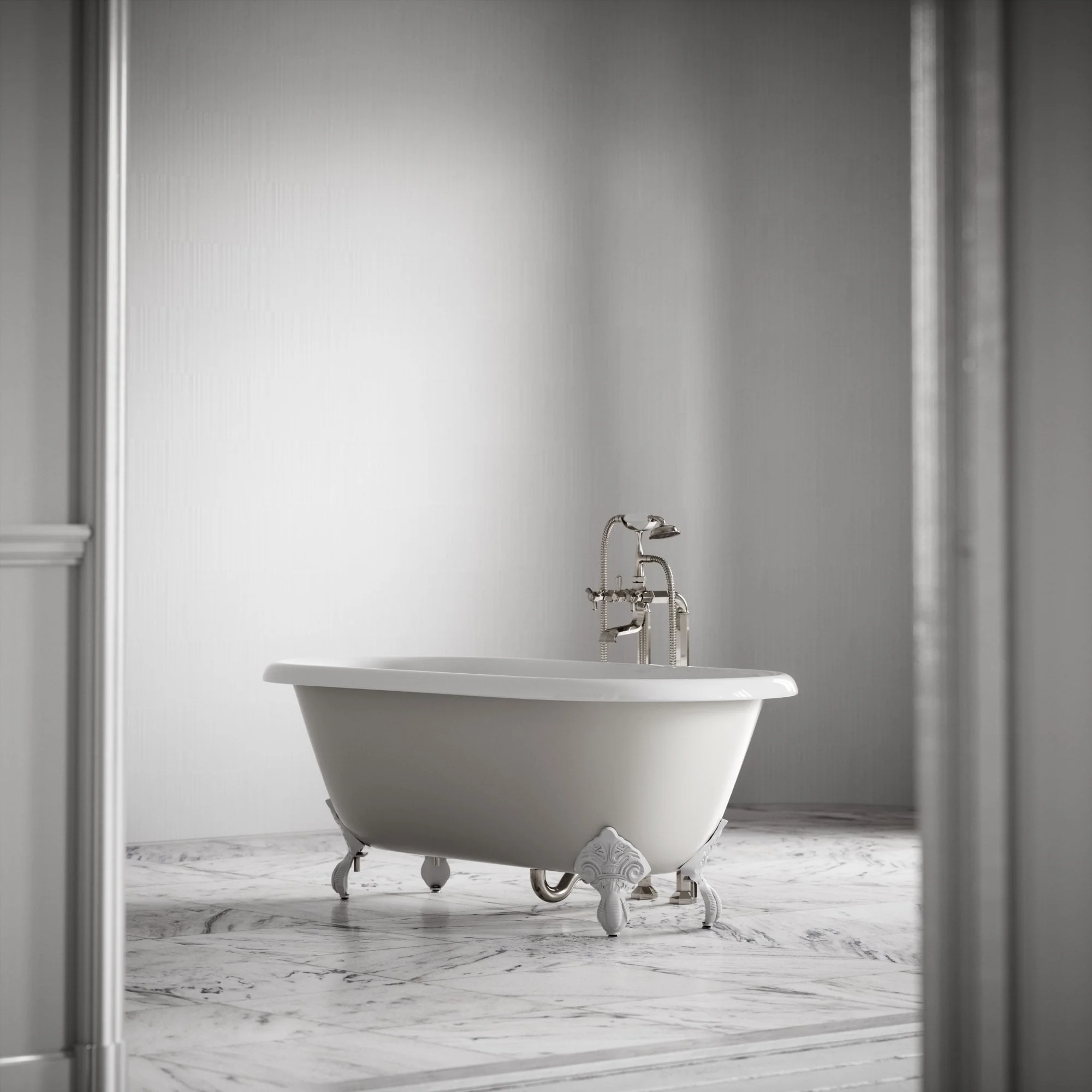 Connaught Matte Stone Freestanding Roll Top Cast Iron Bath 1676mm - Image 4