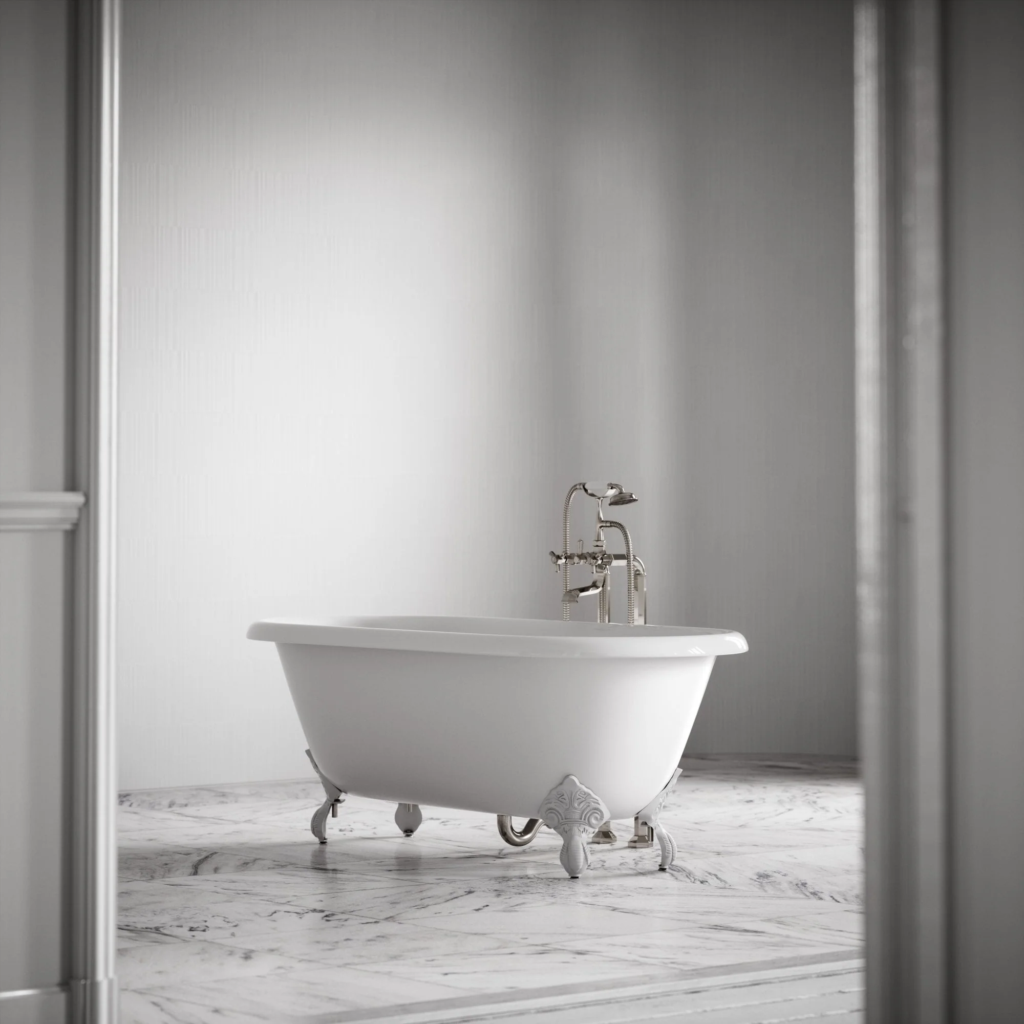 Connaught Primed White Freestanding Roll Top Cast Iron Bath 1676mm - Image 4