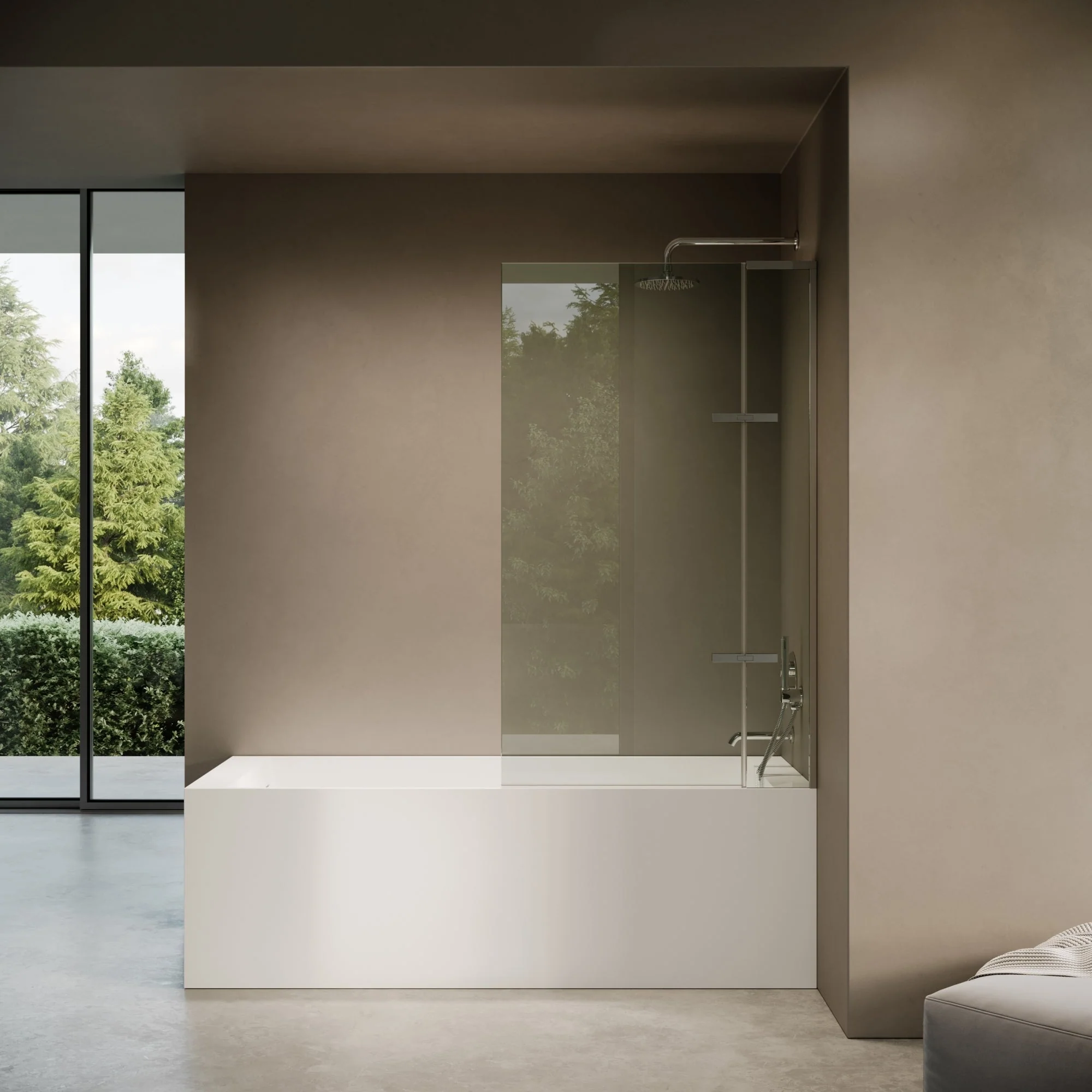 Doccia Chrome Frameless Folding Bath Shower Screen 900mm - Image 4