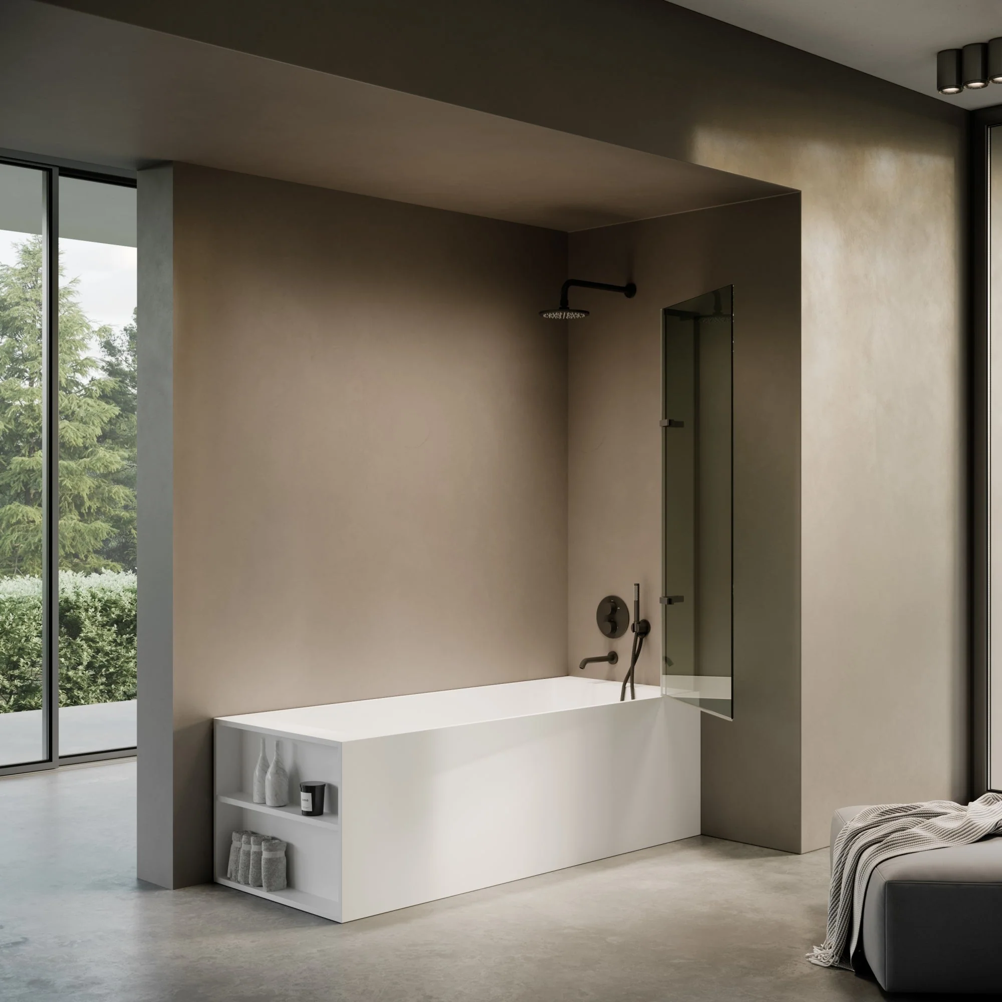 Doccia Matte Black Frameless Folding Bath Shower Screen 900mm - Image 3