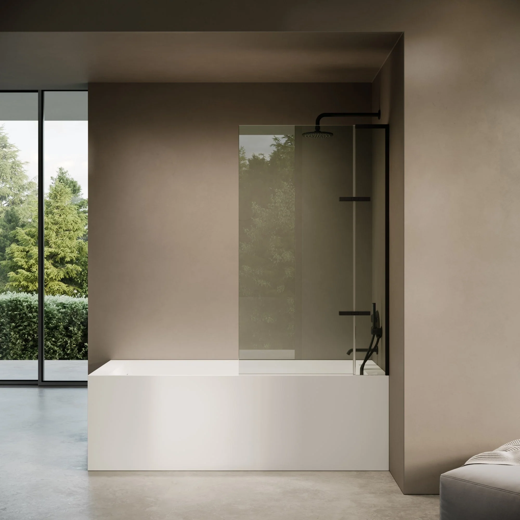 Doccia Matte Black Frameless Folding Bath Shower Screen 900mm - Image 4