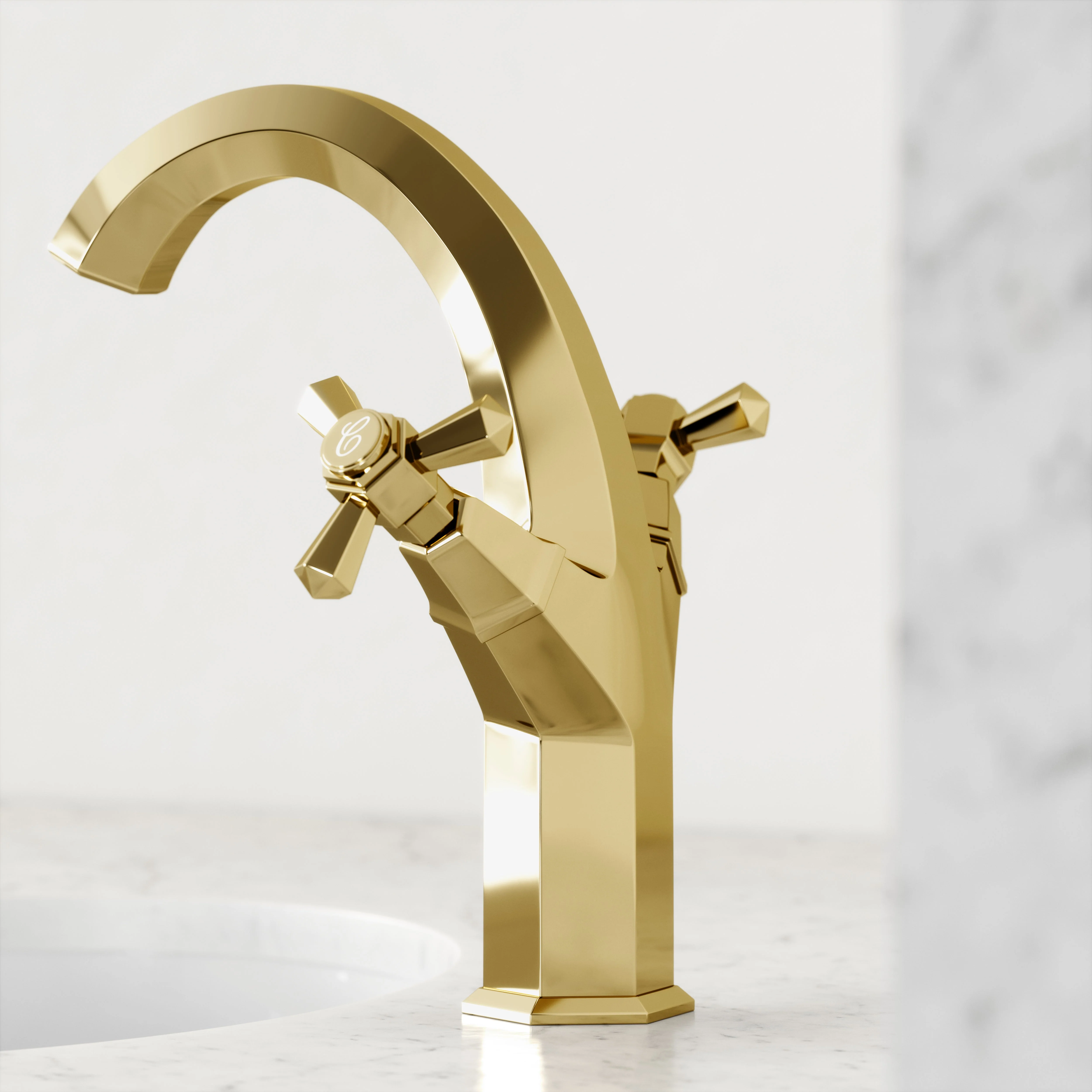 Eton Polished Brass Tall Basin Mixer Tap - Image 3