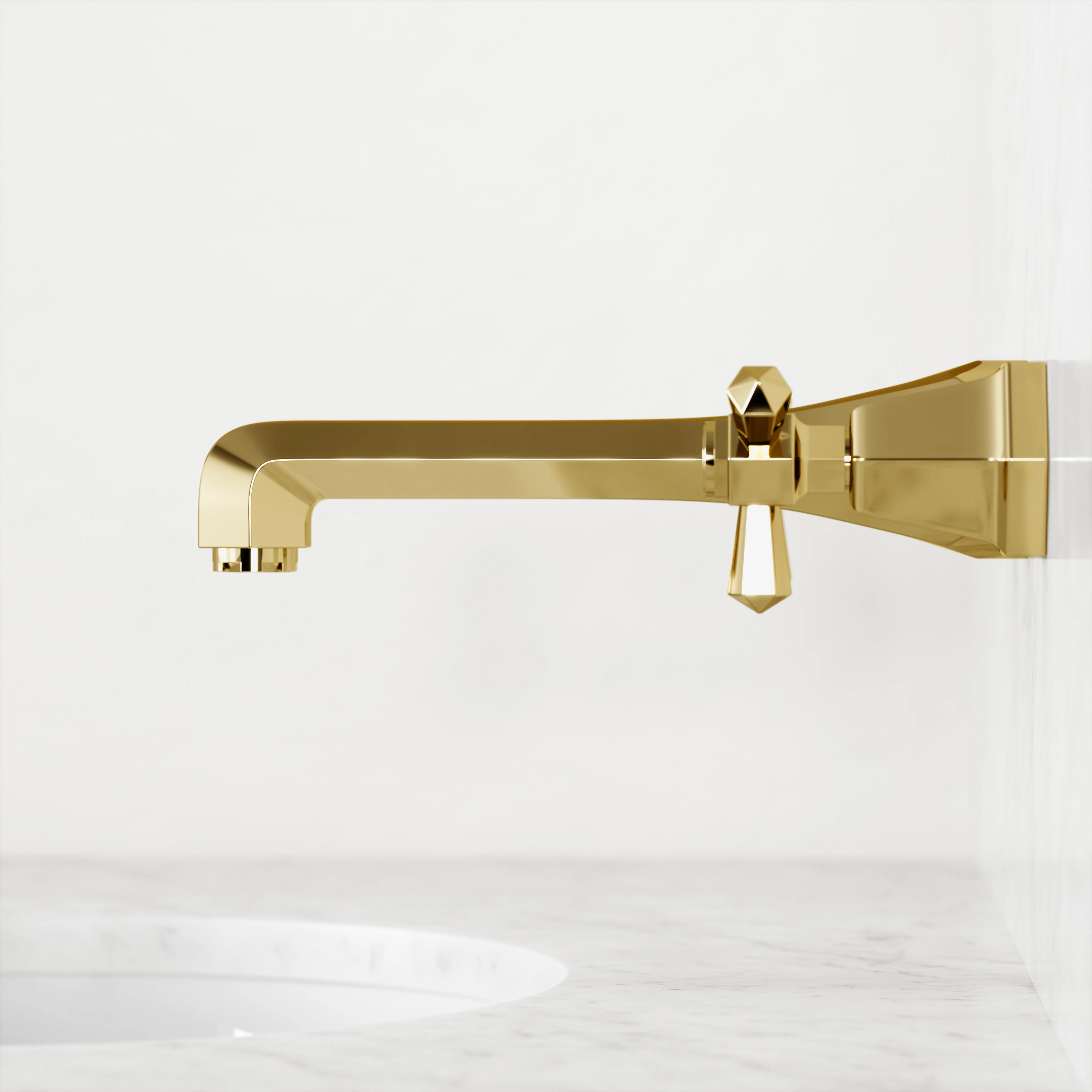 Eton Polished Brass Wall Mounted Basin Mixer Tap - Image 3