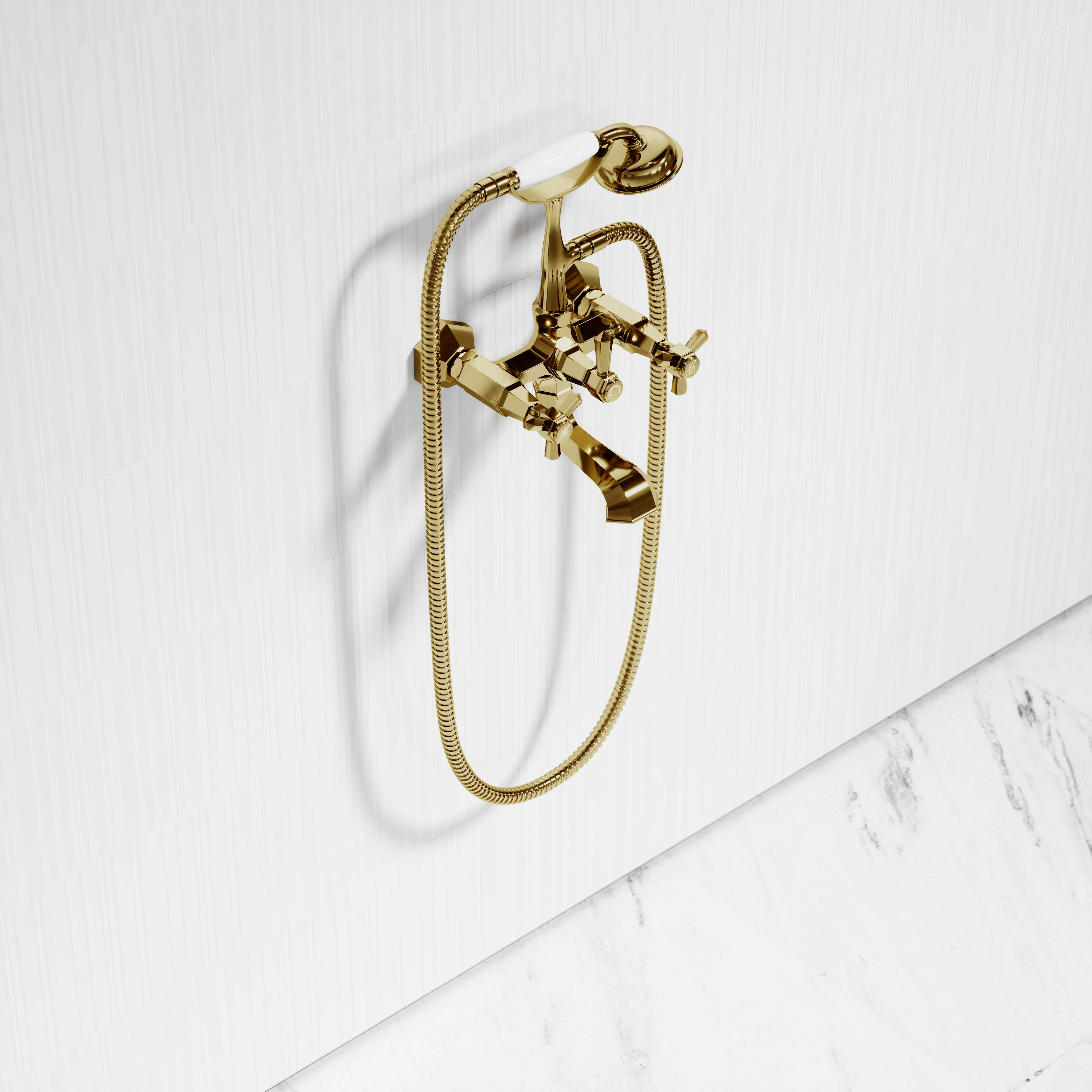 Eton Polished Brass Wall Mounted Bath Shower Tap - Image 3