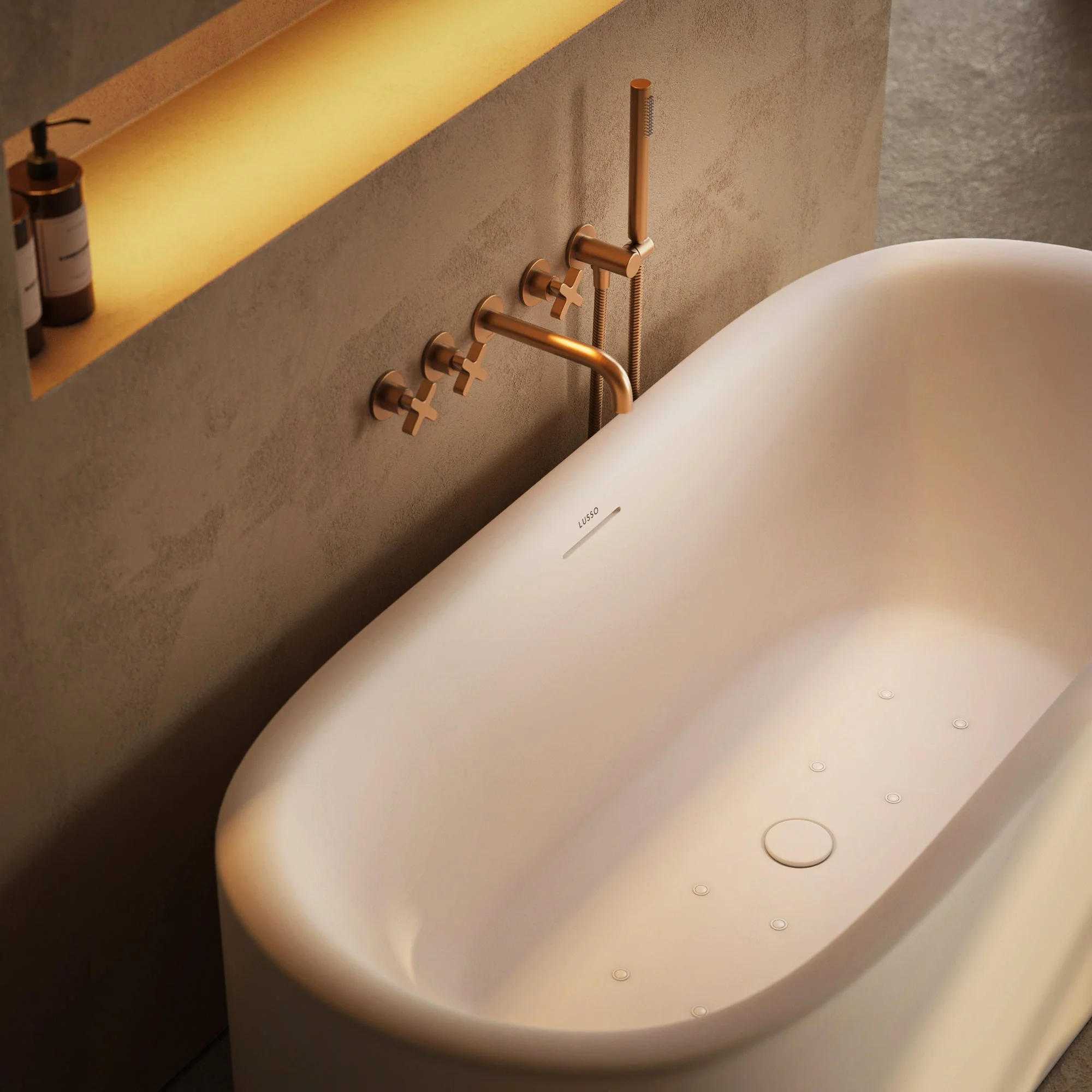 Lusso Light Ravenna AirWave Polished White Freestanding Air Spa Bath 1700mm - Image 5